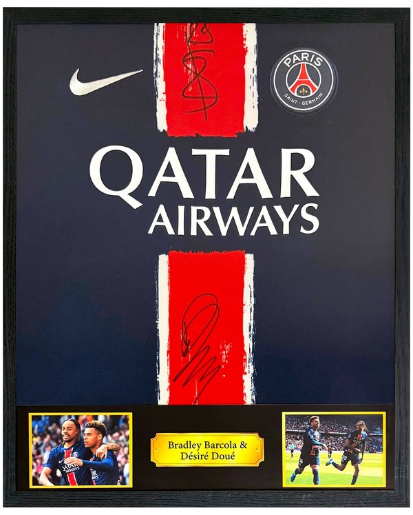 Désiré Doué & Bradley Barcola - Gesigneerd Paris Saint-Germain thuisshirt 24/25