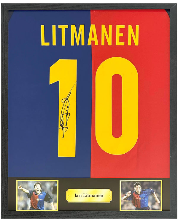 Jari Litmanen - Gesigneerd FC Barcelona thuisshirt