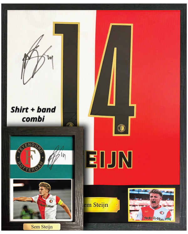 OP BESTELLING: Sem Steijn – Gesigneerd Feyenoord thuisshirt + gesigneerde aanvoerdersband (set)