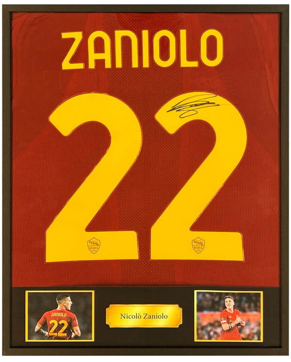 Nicolò Zaniolo - Signed AS Roma home shirt 21/22